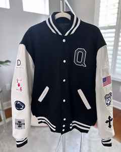 Personalized Embroidered Vintage <b>Patchwork</b> Winter Waterproof Wool Body Leather Sleeves Letterman Varsity <b>Jacket</b> - Product Image 1