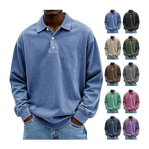 Camisetas Polo de Manga Larga para Hombre, Camisetas con Efecto Desgastado, Camisetas Polo Retro Casuales con Botones, Camiseta de Golf Ligera con Cuello, Cómoda - Product Image 5