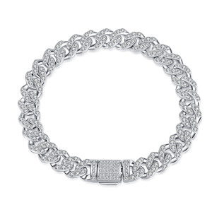 Bracelet chaîne cubaine en argent 925 avec diamants certifiés de laboratoire, léger, style Iced Out, bijoux de luxe pour homme, cadeau Hip Hop pour lui - Product Image 6