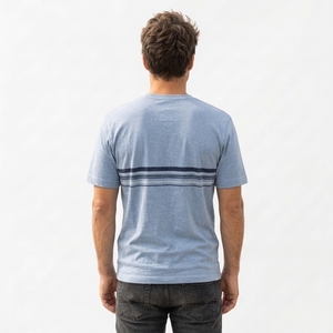 Camiseta de Hombre Azul Claro con Estampado de Palmeras y Luna, Estilo Tropical para Playa, Verano, Casual - Product Image 3