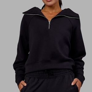 Sudadera Deportiva de Mujer para Otoño, Manga Larga, Forro Polar Cálido, Cierre de Media Cremallera, Corte Recortado - Product Image 4