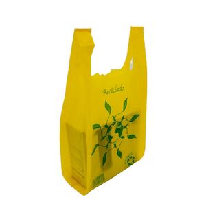 Sacs en T-shirt en HDPE biodégradables écologiques personnalisés, impression sérigraphique, poignée en forme de gilet, recyclables, sacs de supermarché compostables - Product Image 1