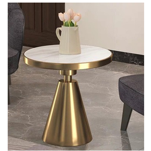 Modern Living Nordic Shape <b>Table</b> Luxury Furniture Marble Top Round <b>Side</b> <b>Table</b> for Living Room, Hotel, Office <b>Gold</b> Plated <b>Tables</b> - Product Image 1