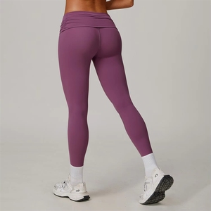 Custom Logo Solid High-Waisted Yoga Pants Women Butt-Lifting Breathable Sweat-Wicking Four-Way Stretch Fitness Casual Activewear - Product Image 4
