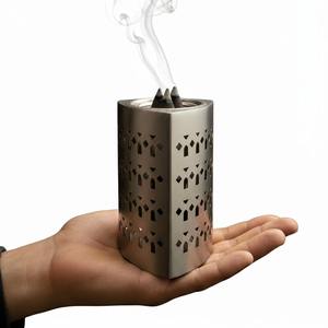 Modern Triangular Silver Metal <b>Bakhoor</b> Burner Geometric Laser Cut Incense Censer for <b>Oud</b> Frankincense and Charcoal - Product Image 3