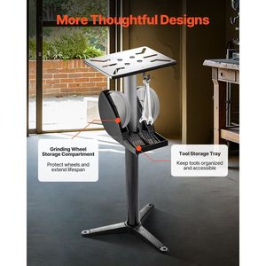Supporto a piedistallo regolabile in altezza 12x10 pollici per smerigliatrice da banco, piastra di montaggio a pavimento con morsetto a 5 livelli di regolazione dell'altezza - Product Image 6