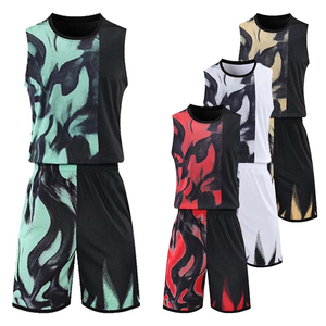 New Arrival Men's Basketball Jersey <b>Set</b> Men Blank Basketball Uniform Adult Training Vest Double Pocket Shorts Sportswear - Product Image 1