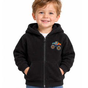 Children Fleece Zipper Hoodie EAZWEARS Black Cozy Winter Jacket Custom Embroidery Private <b>Label</b> <b>Maker</b> Wholesale Supplier OEM ODM - Product Image 3