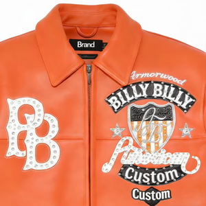 Factory Wholesale 2026 OEM Embroidered Leather Bomber Jacket Custom Men's 100% Lambskin Leather <b>Hip</b> Hop Streetwear - Product Image 3