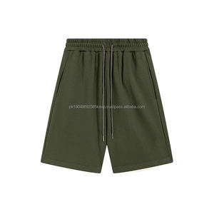 Pantalones cortos de gimnasio de algodón 100% con estampado verde con estilo personalizado para hombre, pantalones cortos de punto para correr de alta calidad para hombre con logotipo en la cintura OEM - Product Image 1