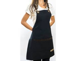 Delantal de Lona Premium para Hostelería con Logotipo Personalizado, Correa de Cuero Ajustable Cruzada en la Espalda, Delantal Multiusos para Camareros de Bistro - Product Image 2