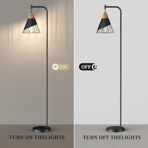 Lámpara de Pie Negra Contemporánea con Interruptor de Pie y Portalámparas E27 para Iluminación del Hogar - Product Image 6