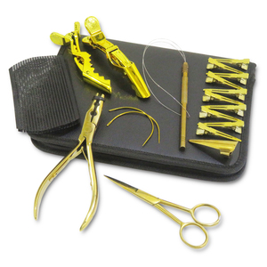 Kit professionnel d'outils de pose de micro-anneaux pour extensions capillaires en acier inoxydable, comprenant des pinces de pose et de retrait de micro-anneaux, et des ciseaux de coupe. - Product Image 2