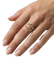 Bague en or massif 10K 14K 18K avec diamant de laboratoire marquise à sertissage ouvert, double bande, motif feuille, certifiée IGI, minimaliste, empilable, bague de promesse