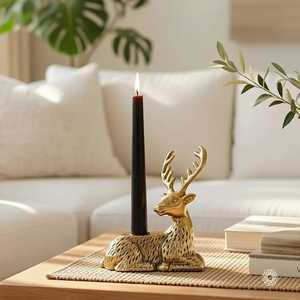 Ensemble de porte-bougies en bois pour arbre de Noël, design étoile Art Déco, écologique, fait main, léger, auto-adhésif, décoration intérieure - Product Image 1
