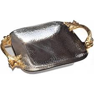 Greatest Quality Metal Tray With Gold Handle Unique Design Coffee <b>Table</b> Tray For <b>Wedding</b> And Dinner <b>Table</b> <b>Top</b> Food Serving Tray - Product Image 2