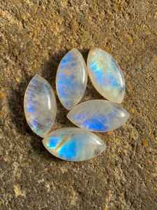 5 piezas de piedras preciosas calibradas de piedra lunar arcoíris, cabujones marquise, piedras sueltas naturales para la fabricación de joyas - Product Image 6