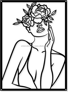 Haute qualité en métal maison signe décor mur maison avec tourbillon moderne noir défilement tenture murale pour la maison par Ambiance Lifestyle. - Product Image 4