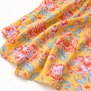 Tela de Algodón Jaipuri Tejida Floral Amarilla, Transpirable y de Peso Medio para Vestidos, Faldas y Camisas de Mujer - Product Image 6