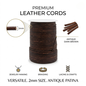 Cordón de Cuero Genuino Marrón Oscuro Antiguo de Primera Calidad de 2 mm, Cuerda Redonda para Fabricación de Joyas, Manualidades y Accesorios de Bricolaje, 100 Metros - Product Image 5