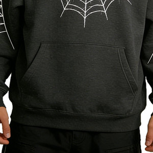 Sweat-shirt d'hiver unisexe imprimé Spider 555 gris, ODM, écologique, respirant, style gothique streetwear, 350 grammes, molleton de coton, avec poche - Product Image 4