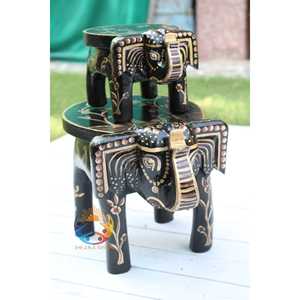 Taburete de elefante de madera hecho a mano objeto decorativo por INDIAN CRAFTS STORE - Product Image 5