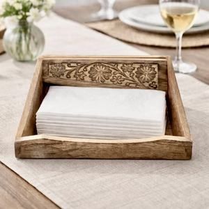 Boîte à mouchoirs en bois gravée de luxe pour la maison, le bureau et la voiture, distributeur de serviettes élégant pour une décoration intérieure esthétique - Product Image 1