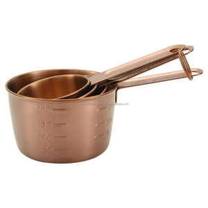 Tazas medidoras con acabado de cobre alto para contar la cocina de Metal S/4 piezas, suministros a granel, taza medidora de alto grado con logotipo - Product Image 1