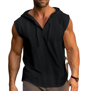 2024มีฮู้ดสำหรับผู้ชาย, เสื้อกีฬาผ้าคอตตอนและผ้าลินินลำลองแฟชั่นฤดูร้อน - Product Image 4