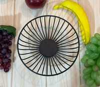 Corbeille à fruits minimaliste en fil métallique noir, design quadrillé, panier à légumes de table, plateau de rangement décoratif pour comptoir de cuisine
