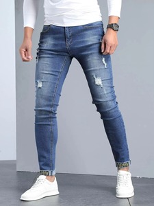 New Fashion Slim Fit Denim Jean Men Solid Skinny Ripped Best Quality Casual Wear Pants - Product Image 4