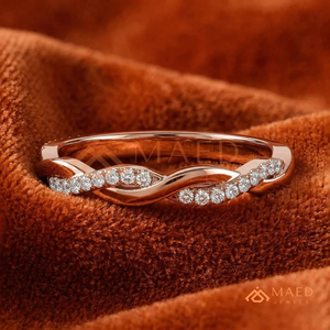 14K <b>Rose</b> Gold Twisted Vine Diamond Ring |<b>Infinity</b> Lab Grown Diamond Wedding Band | Pink Gold Pave Moissanite Stackable Ring - Product Image 1