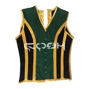 Gilet Corset Homme en Acier à Baleines Vert et Noir avec Bordure Dorée – Corset Gilet Personnalisé Tendance - Product Image 1