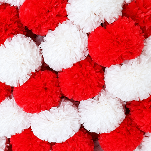 Guirnaldas de Flores Artificiales de Caléndula Rojas y Blancas para Bodas, Fiestas, Festivales y Decoración del Hogar, Adorno Floral Colgante Indio - Product Image 1