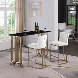 Woker Furniture-Ensemble de tabourets de bar en tissu velours blanc crème et moderne, 2 chaises de salle à manger rembourrées, hauteur de comptoir, 26 pouces, or brossé - Product Image 2