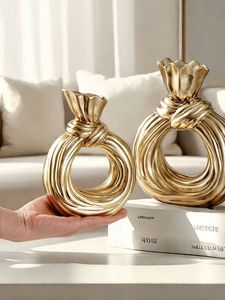 Decorative Metal Floral Vase For Shelf Styling And Artistic <b>Flower</b> <b>Display</b> In Contemporary Home Settings - Product Image 3