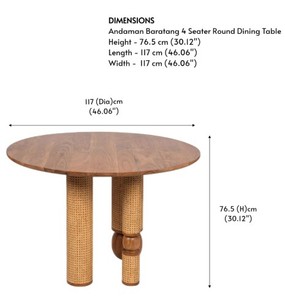 Ensemble de salle à manger rustique en bois massif avec table ronde et pieds en rotin, 4 chaises - Meubles confortables pour la maison, pour hôtel et appartement - Product Image 6