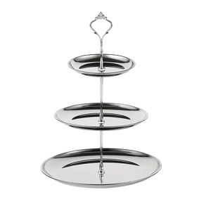 Durable Iron Metal Antique Finish 3 Tier Cupcake <b>Stand</b> Center Rod Ring Handle Fluted Dessert Display Tray Server for <b>Tea</b> Parties - Product Image 2
