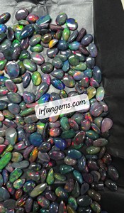 Opale noire éthiopienne 100% naturelle de haute qualité, cabochon, prix de gros, lot, fabrication artisanale de bijoux en opale noire éthiopienne - Product Image 2