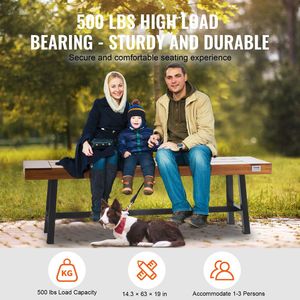 Banco de Jardín de Madera para Exteriores de 63 Pulgadas con Patas de Metal, Capacidad de Carga de 500 Libras, Bancos de Patio para Uso en Parques o Jardines - Product Image 3