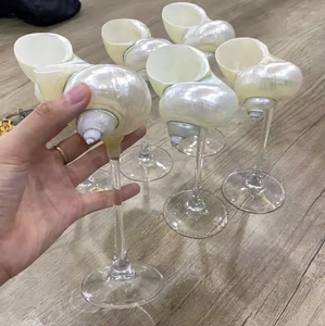แก้วไวน์เปลือกหอยธรรมชาติ งานฝีมือเวียดนาม แก้วดื่มเปลือกหอยสำหรับไวน์ ค็อกเทล ตกแต่งโต๊ะบาร์ริมทะเล - Product Image 6