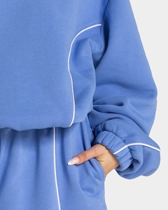 Solid Printed Blue <b>Women's</b> 2 Piece Winter <b>Baggy</b> Tracksuit Hoodies Eco-Friendly Anti-Pilling Polyester French Terry Loose Fit - Product Image 5