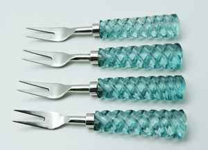 Tenedor de acero inoxidable de lujo personalizado con mango de resina epoxi para bodas, eventos, restaurantes, juego de accesorios de cocina elegantes hechos a mano. - Product Image 3