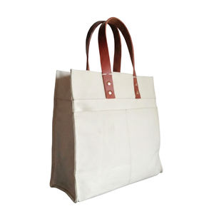 Wholesale Anti-Theft Waterproof Geometric Cotton Canvas Tote <b>Bag</b> Custom Size Foldable Shoulder Handle Button Closure <b>Reusable</b> - Product Image 4