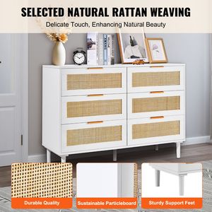 Comò in Rattan Stile Boho con 6 Ampi Cassetti per la Camera da Letto - Product Image 4
