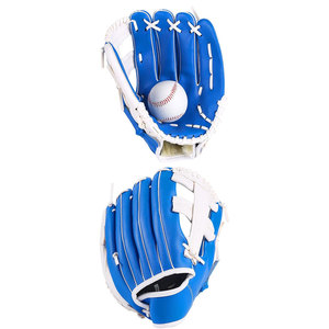 Gant de baseball à doigts entiers bleu et blanc en PU pour droitier avec fermeture auto-agrippante antidérapant toutes saisons pour adulte H Web - Product Image 2
