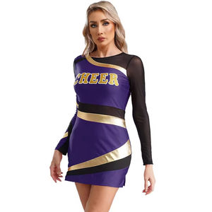 Tenue de cheerleading en polyester imprimé par transfert thermique de qualité supérieure, haut court et mini-jupe, robes de danse, service OEM - Product Image 4