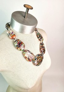 Artistic <b>Resin</b> Angel Statement Necklace Irregular Shape Multicolor Abstract Pattern Handmade Fashion Jewelry Collectible <b>Craft</b> - Product Image 4