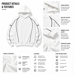 เสื้อฮู้ดดี้ผู้ชายแบบสั่งทำปี 2027  ตกแต่งด้วยแผงผ้า  แขนยาว  รูดเชือกผูกด้านหน้า  ลายกราฟิก  สไตล์สั่งทำพิเศษ  ทรงหลวม  ขายส่งสำหรับตลาด B2B - Product Image 6