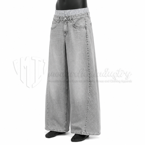 Pantalones Vaqueros Anchos para Hombre, Color Gris Claro, Lavado, Corte Holgado, Estilo Casual Urbano - Product Image 3